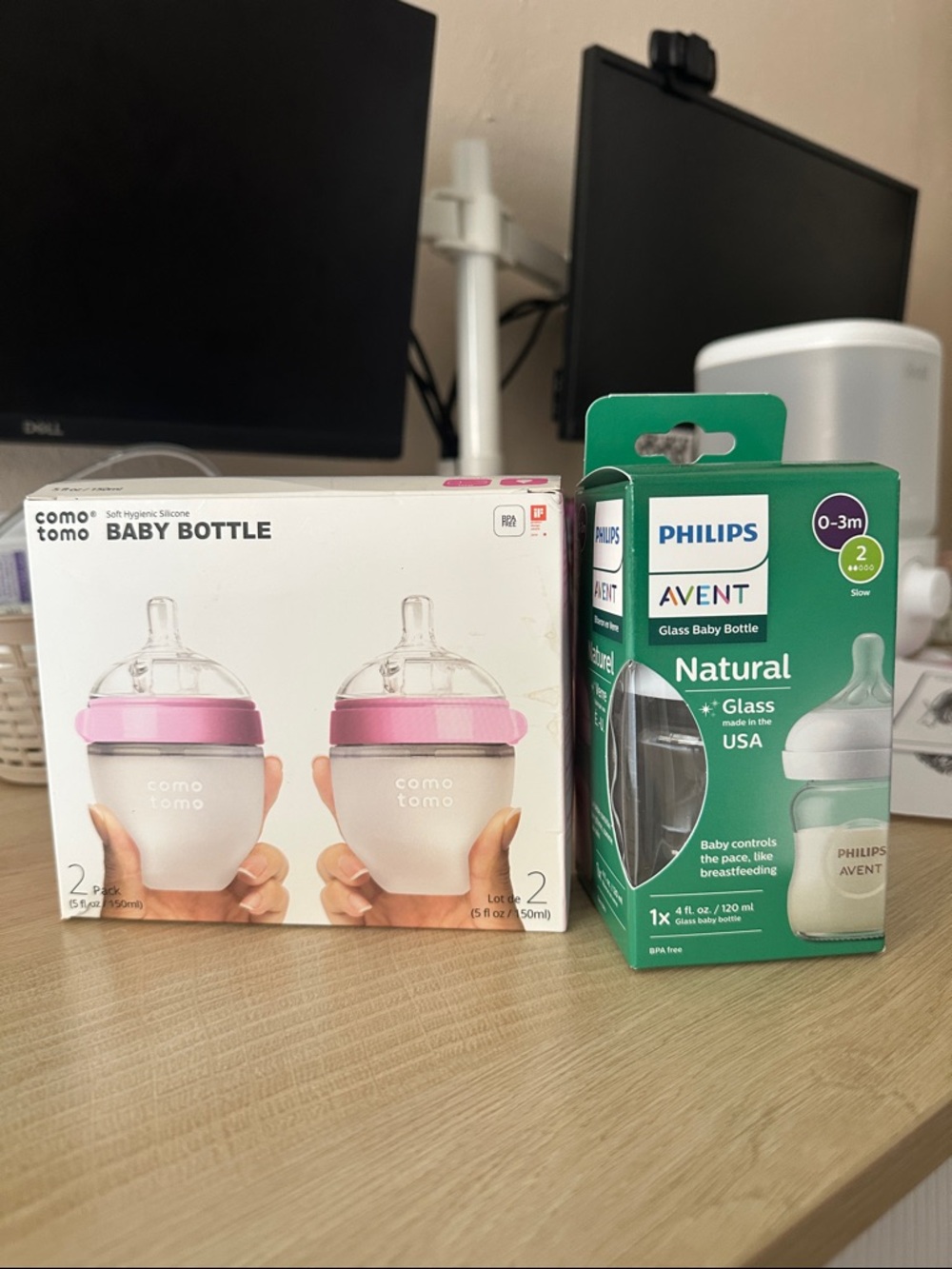 comotomo Baby Bottle 2-Pack with Pink Rings